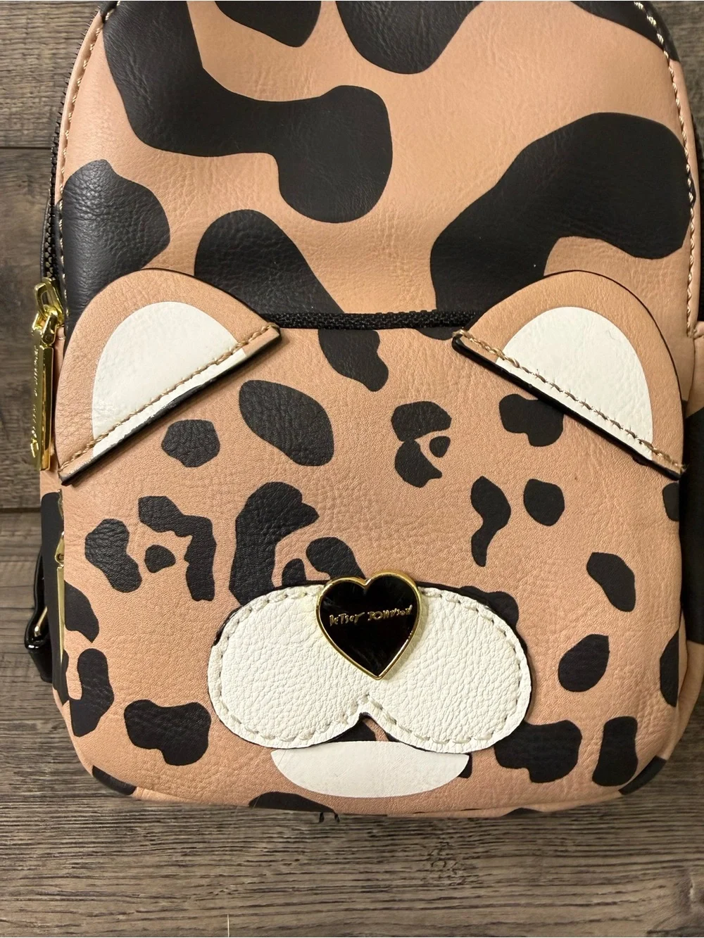 Betsey Johnson Leopard Print Mini Backpack with Gold Hardware